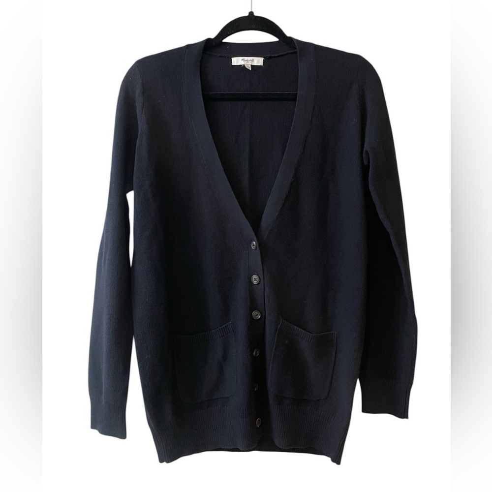 Madewell Black 100% Cotton Long Sleeve Cardigan Sweater Medium